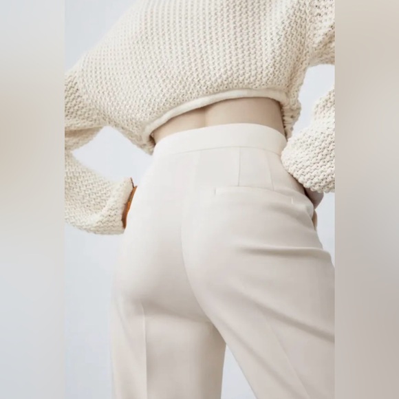 ZARA High Waisted Pants NWT Ivory S XS - Picture 7 of 12